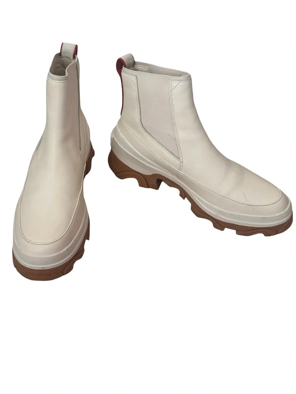 Sorel Brex Chelsea Sea Salt Cream Leather Waterproof Boots with Tan Lug Sole